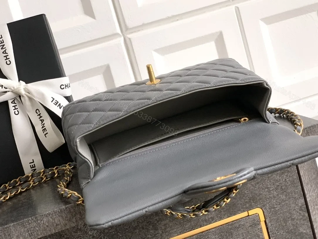 View 3 of Chic Quilted Crossbody: Grey Calfskin, Modern Luxe, Compact