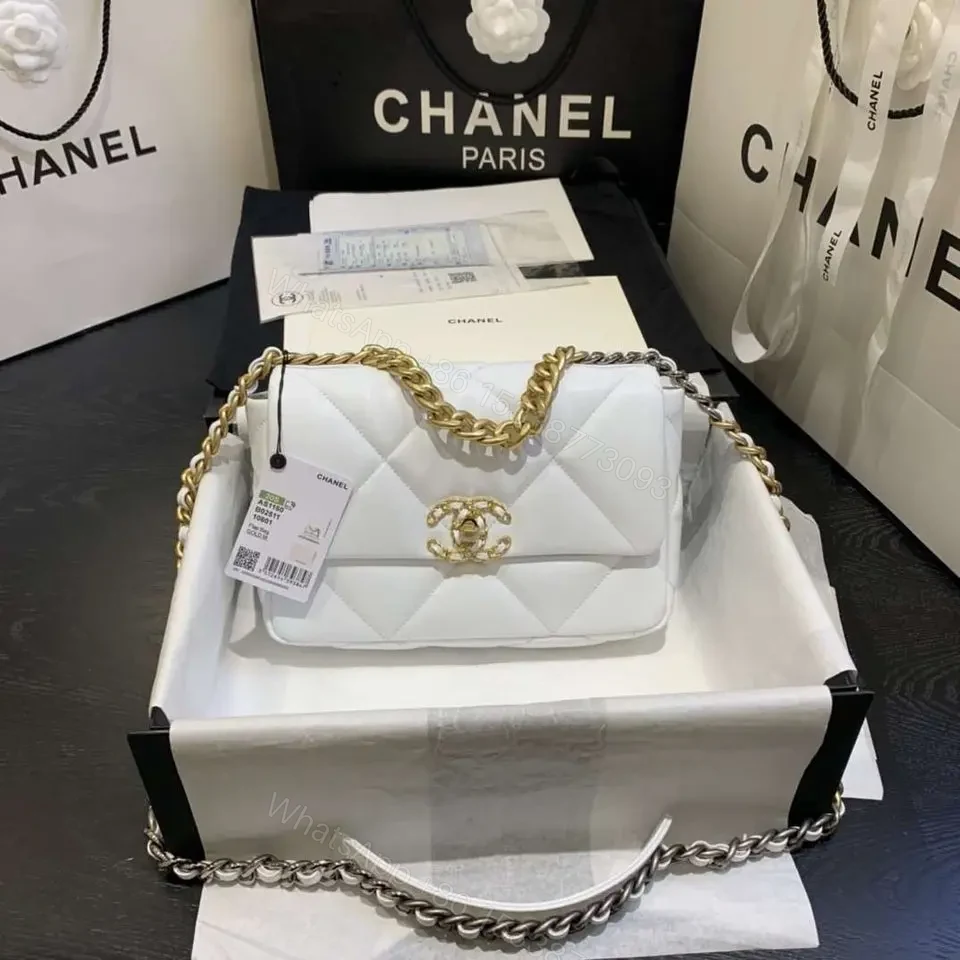 View 3 of CHANEL 19 FLAP MEDIUM WHITE LAMBSKIN