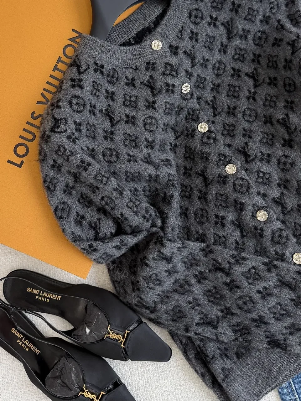 View 3 of Lux Patterned Wool Knit Cardigan: Designer-Inspired Texture