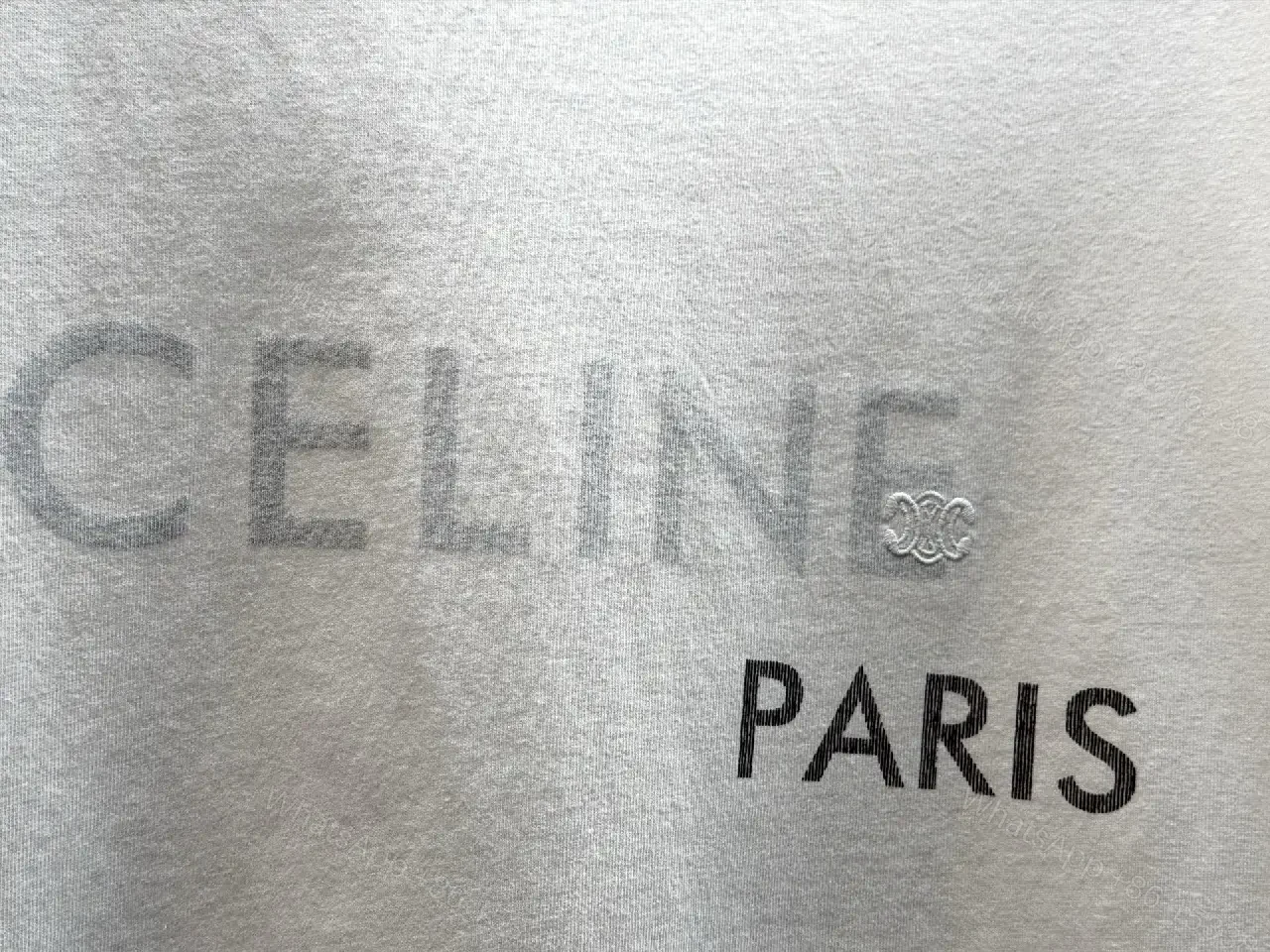 View 7 of Bright White Cotton-Blend Tee with Subtle CELINE Paris Logo