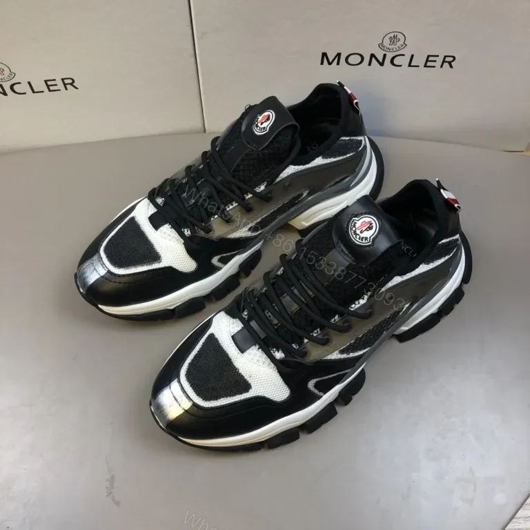 View 5 of Moncler Grid-Texture High-Top Sneakers: Luxe Streetwear