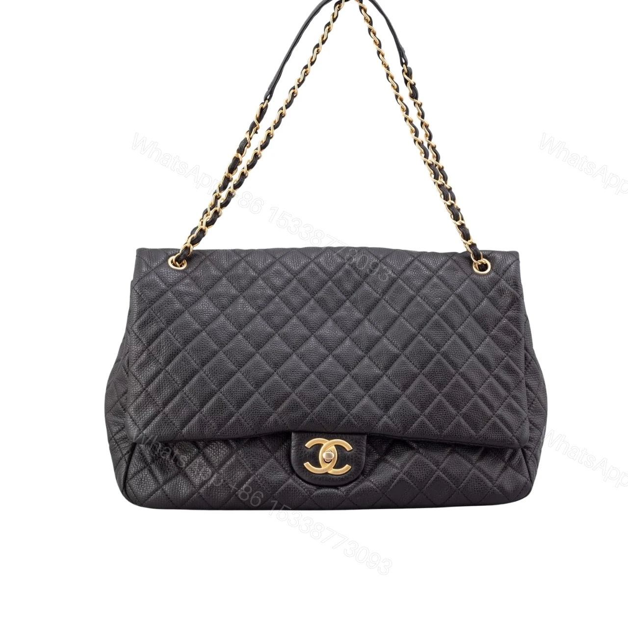 CHANEL XXL AIRLINE CLASSIC TRAVEL FLAP BAG CAVIAR BLACK GOLD HARDWARE 46CM — view 1