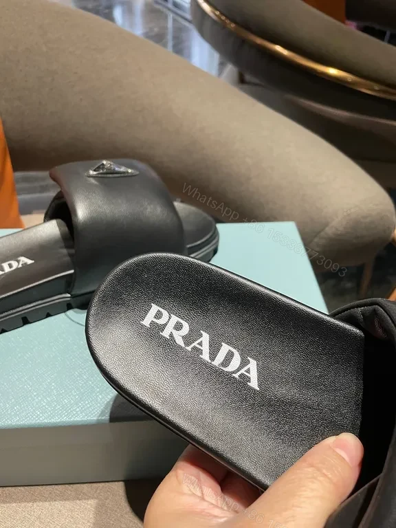 View 2 of Prada Black Leather Slide: Sleek, All-Day Comfort