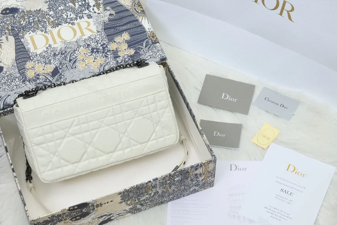View 6 of White Quilted Belt Bag with Bold Hardware - Structured Leather Bag