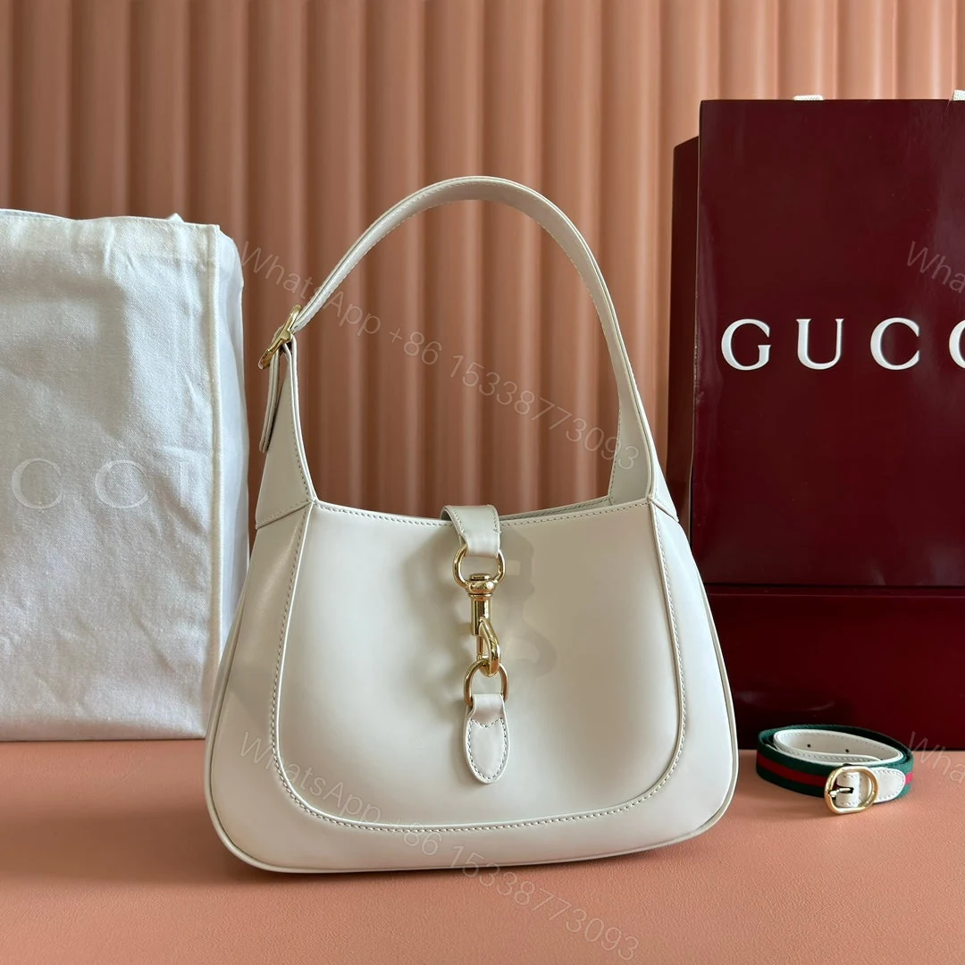 JACKIE SMALL SHOULDER BAG 27 IN WHITE CALFSKIN GOLD HARDWARE — view 1