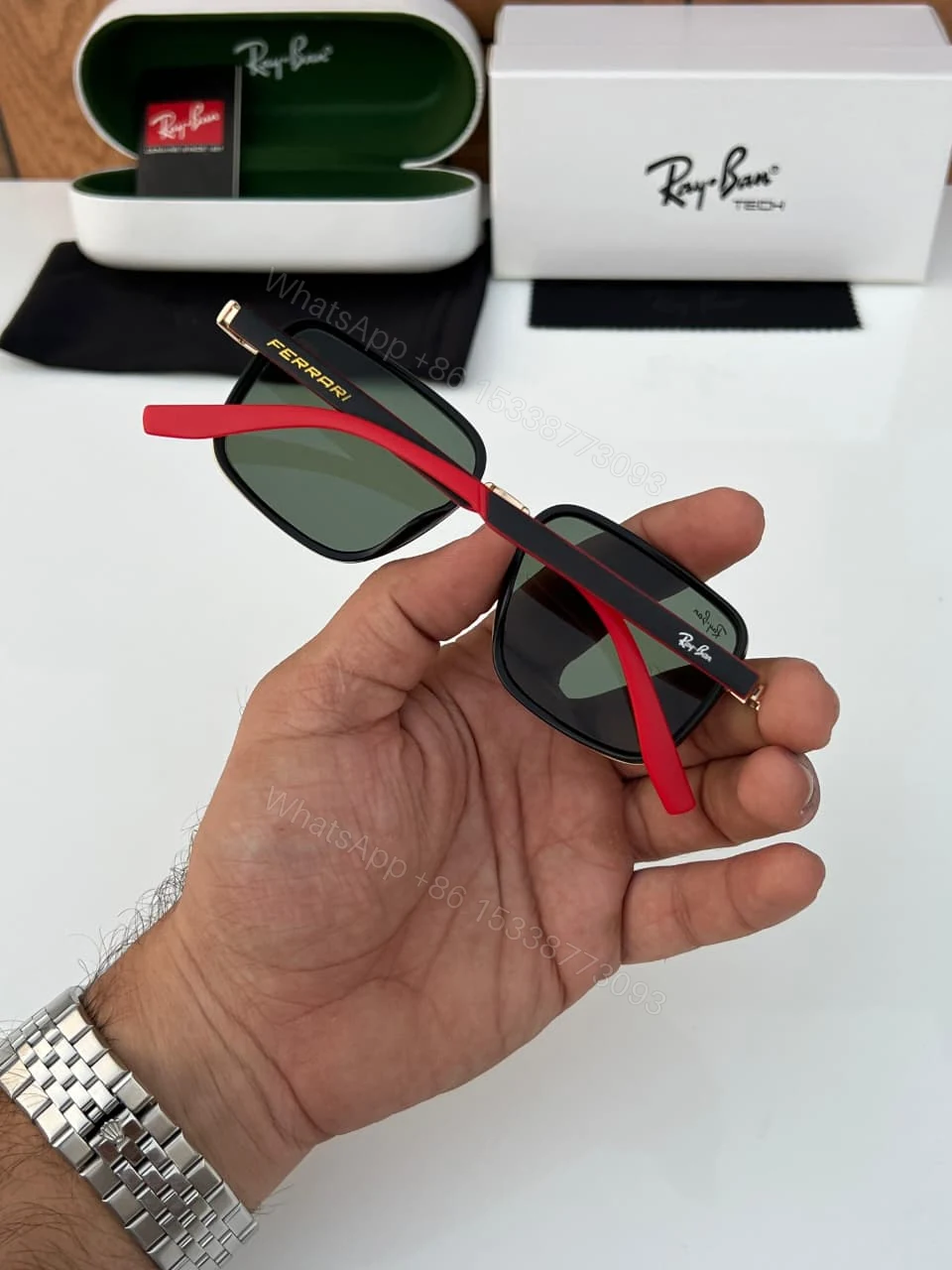 View 2 of Ray-Ban Tech Ferrari Edition Gold-Black Square Sunglasses