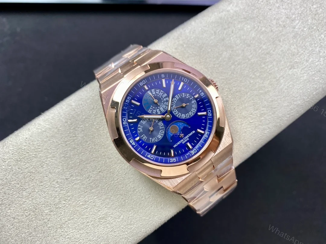 View 5 of Vacheron Constantin Overseas Ultra-Thin Perpetual Calendar Blue Dial Pink Gold Bracelet 4300V/120R-B509