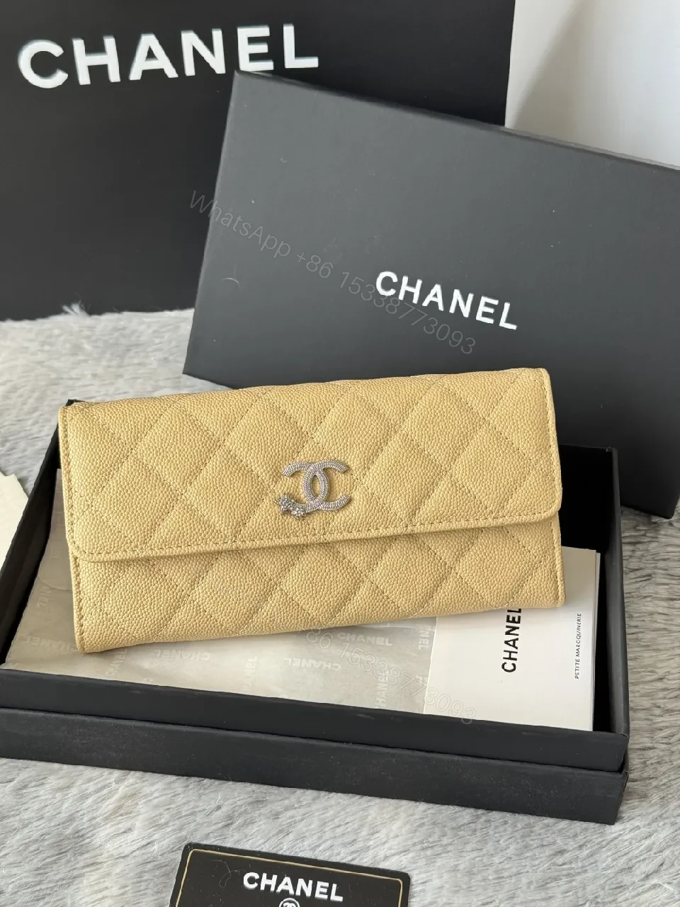 View 3 of Quilted Leather Wallet in Champagne — Chic Luxury, Everyday Utility