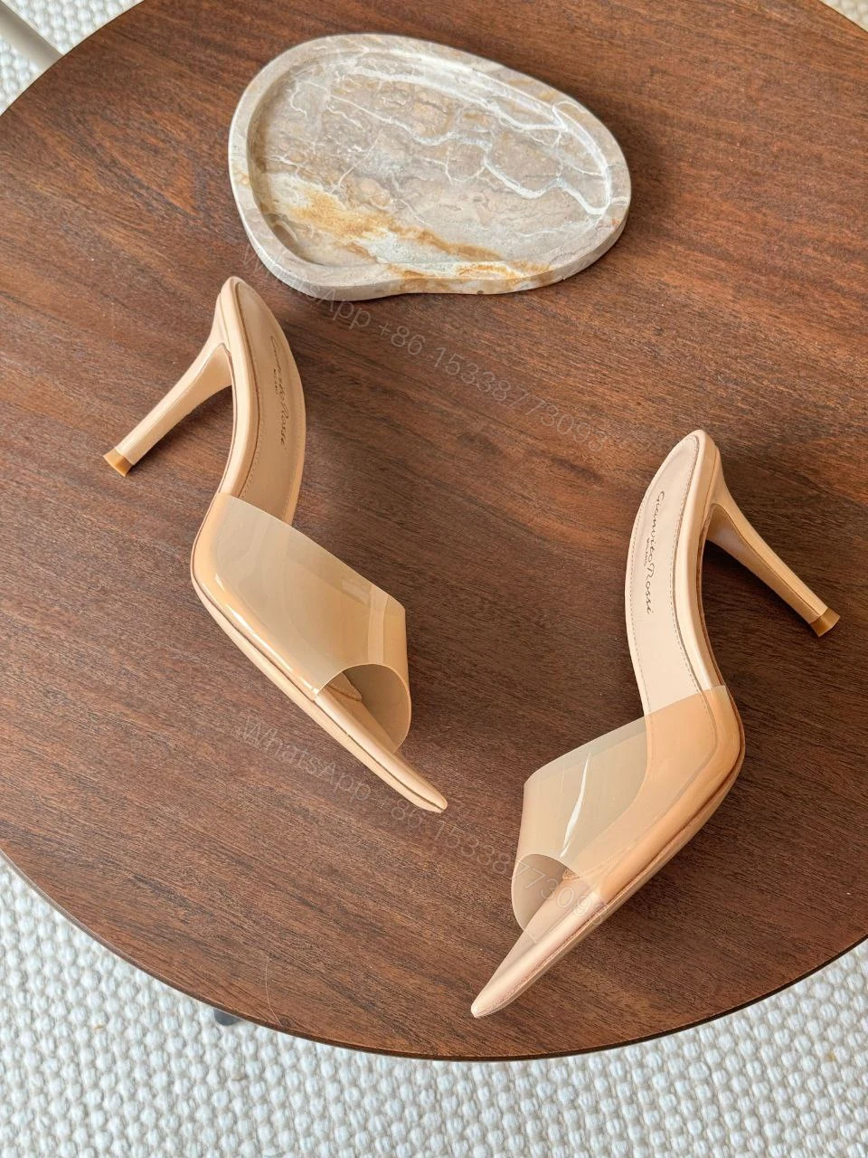 View 3 of Gianvito Rossi Elle 105 TPU and patent leather mules