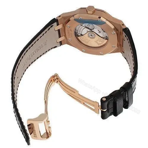 View 2 of Replica Audemars Piguet Royal Oak – Rose gold with Leather Band