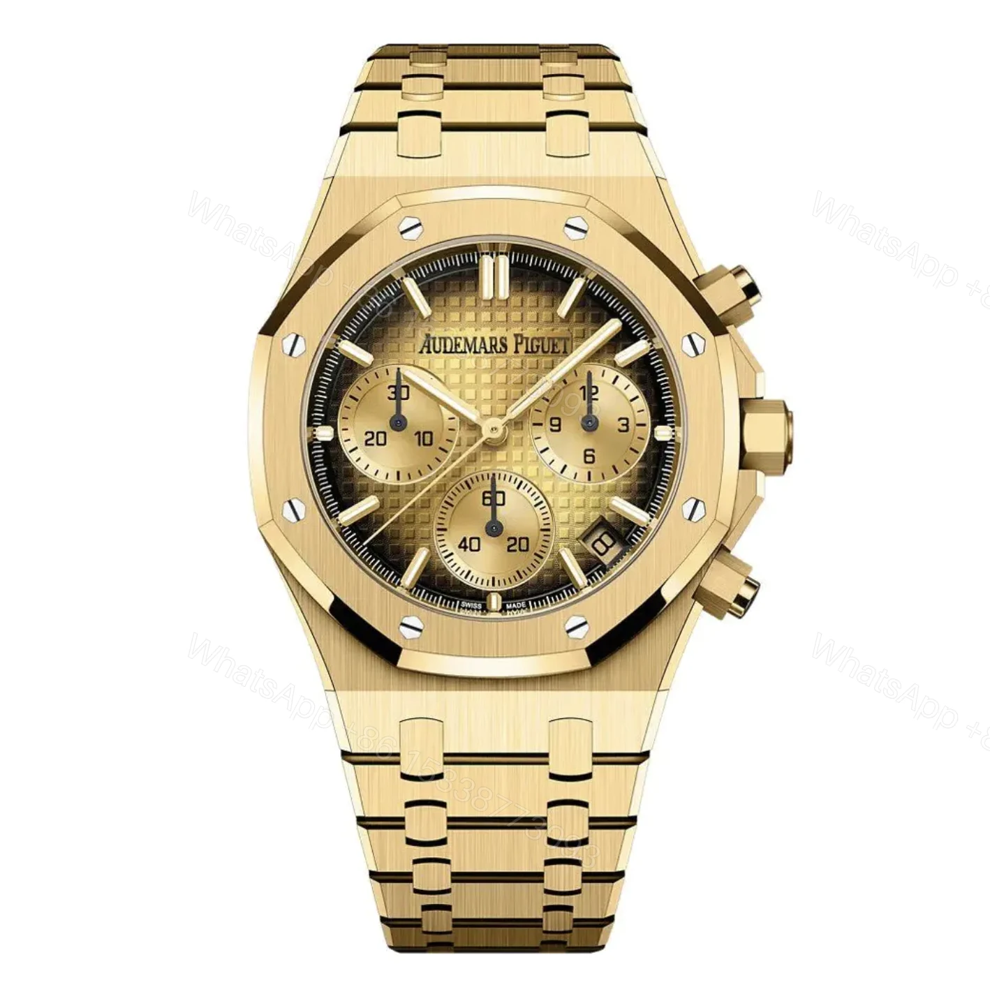 Replica Swiss Audemars Piguet Royal Oak Chronograph Yellow Gold & Smoked Champagne Dial 41mm — view 1