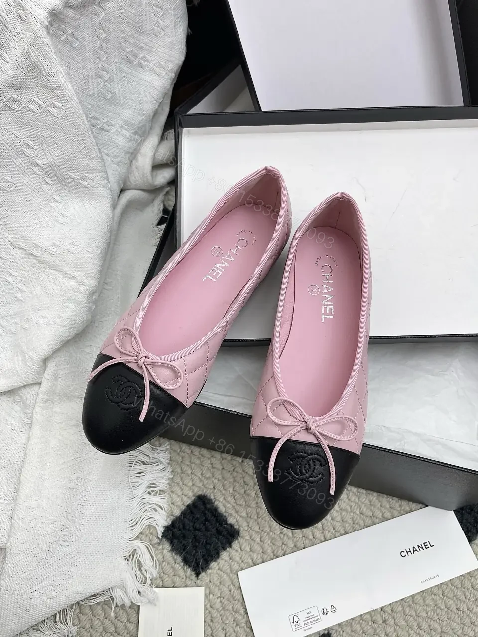 View 7 of Pastel Pink & Black Cap-Toe Slingback Pumps - Elegant, All-Day Comfort