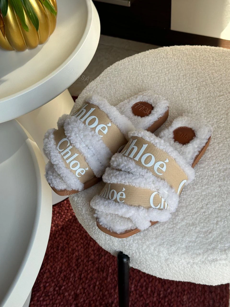 View 6 of Chloé Marcie faux fur mules & clogs