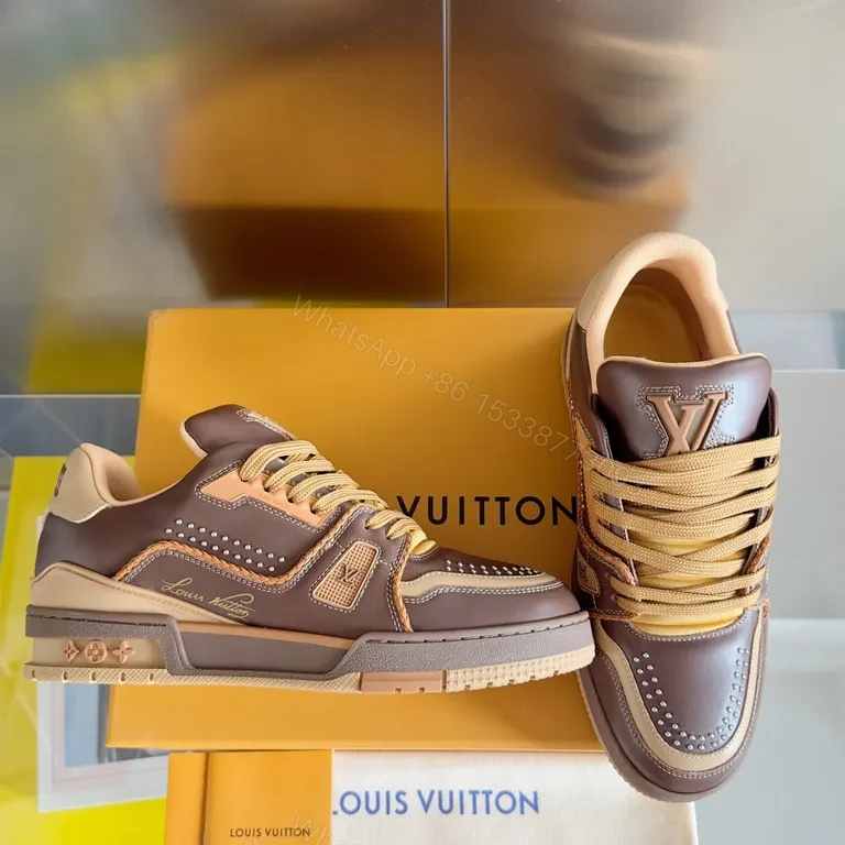 View 2 of Bold LV Leather Sneakers: Textured, Luxe, All-Day Comfort