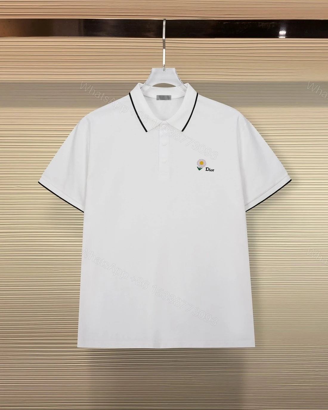 A貨Dior小雛菊刺繡白色POLO衫翻領男士短袖 — view 1