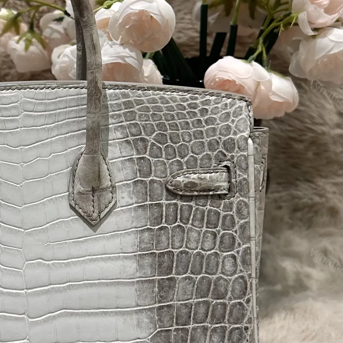 View 5 of Hermes Birkin 25cm Himalaya Crocodile Leather Silver Hardware