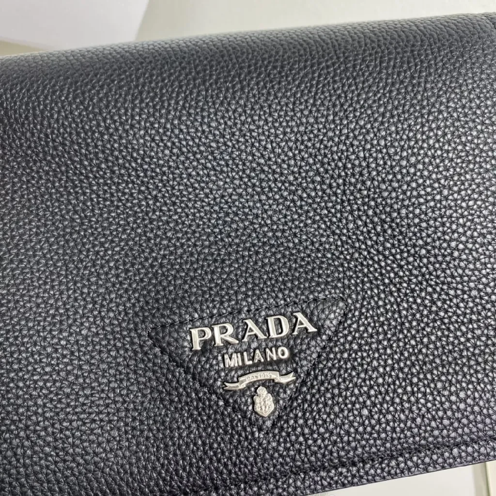View 9 of Black Pebble-Grain Crossbody: Luxe Slim with Signature Hardware