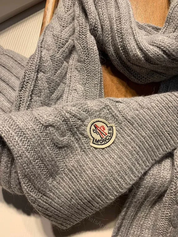 View 6 of Moncler Grey Knit Beanie & Scarf Set â€“ Luxe Winter Warmth