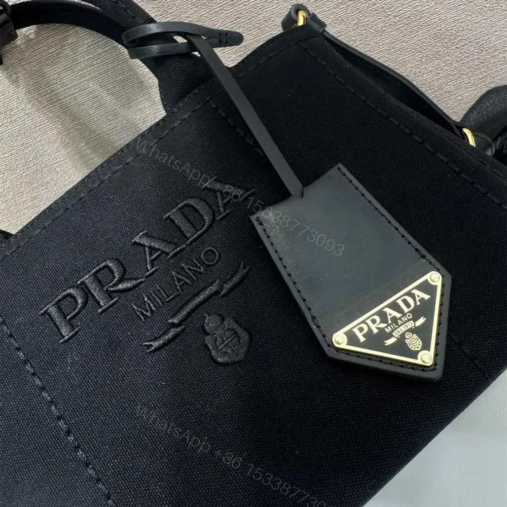 View 6 of 高仿Prada*1BA038刺繡徽標Tote手袋黑色Mini免檢版