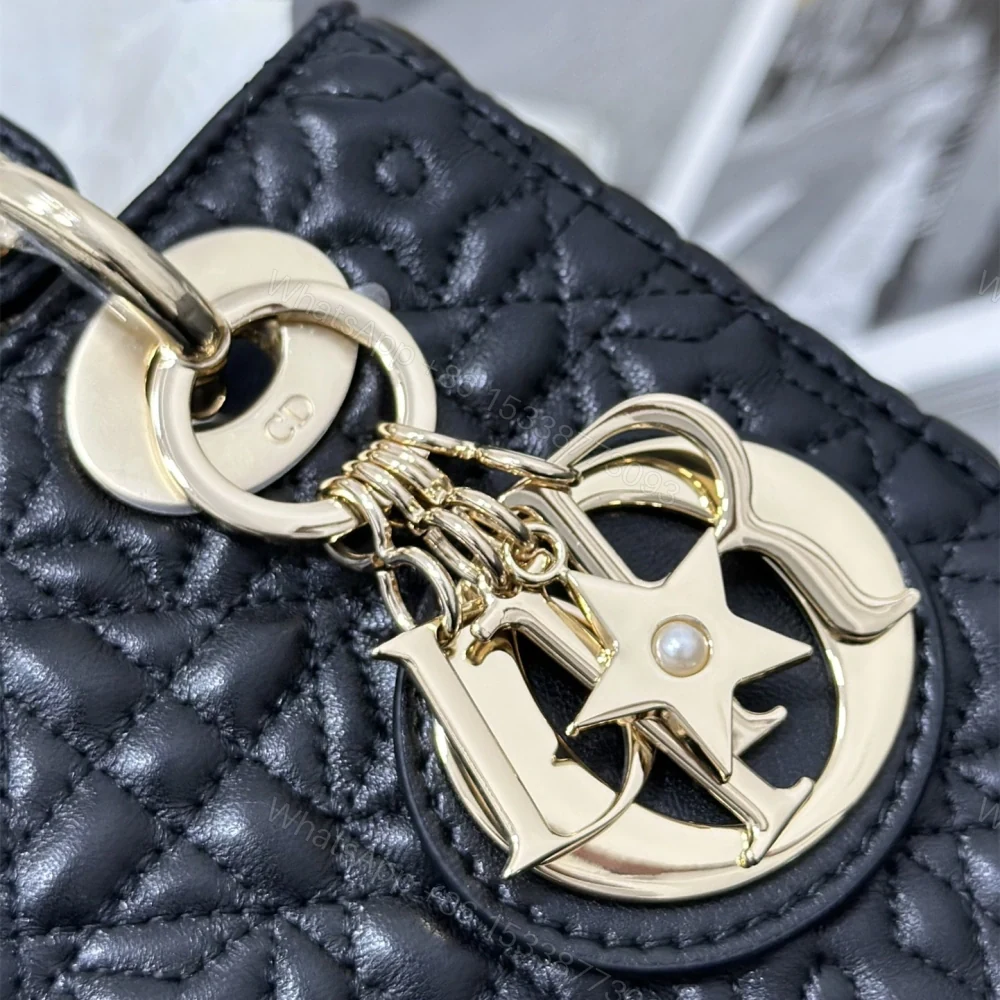 View 6 of 高仿Dior*Lady系列M053M900小羊皮手袋幸運星黑色小號免檢版