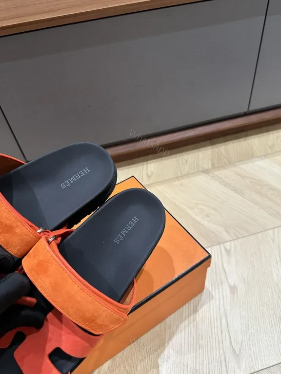 View 4 of Bold Stride: Vulkan Orange Hermes-Style Sandals