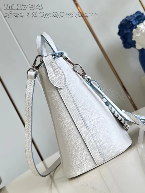 View 5 of White Textured Leather Duo â€“ LV-Inspired Carryall Bag Set