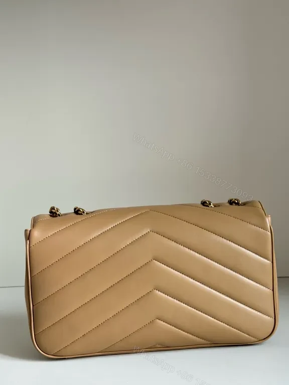 View 2 of Chic Quilted Leather Shoulder Bag with Gold YSL Hardware