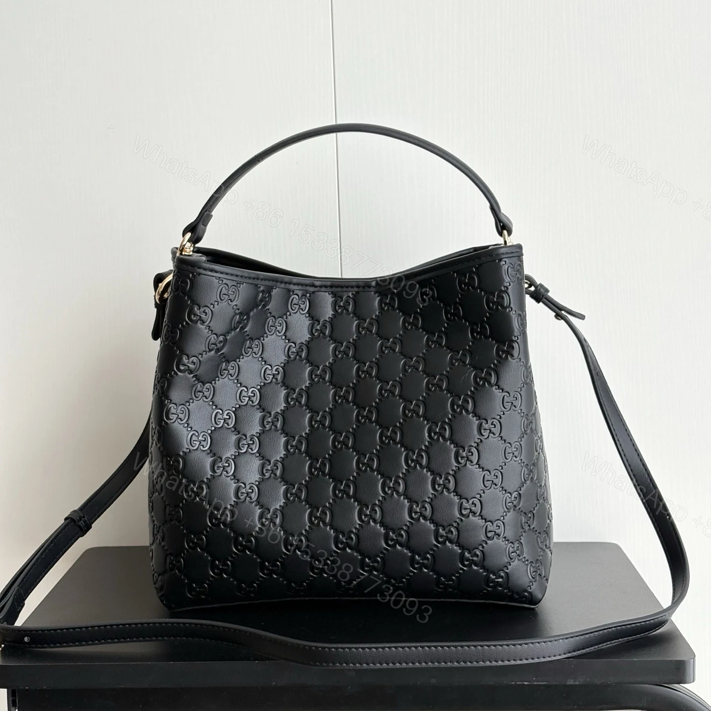 View 4 of Gucci GG Emblem Small Bucket Bag Black 25Cm