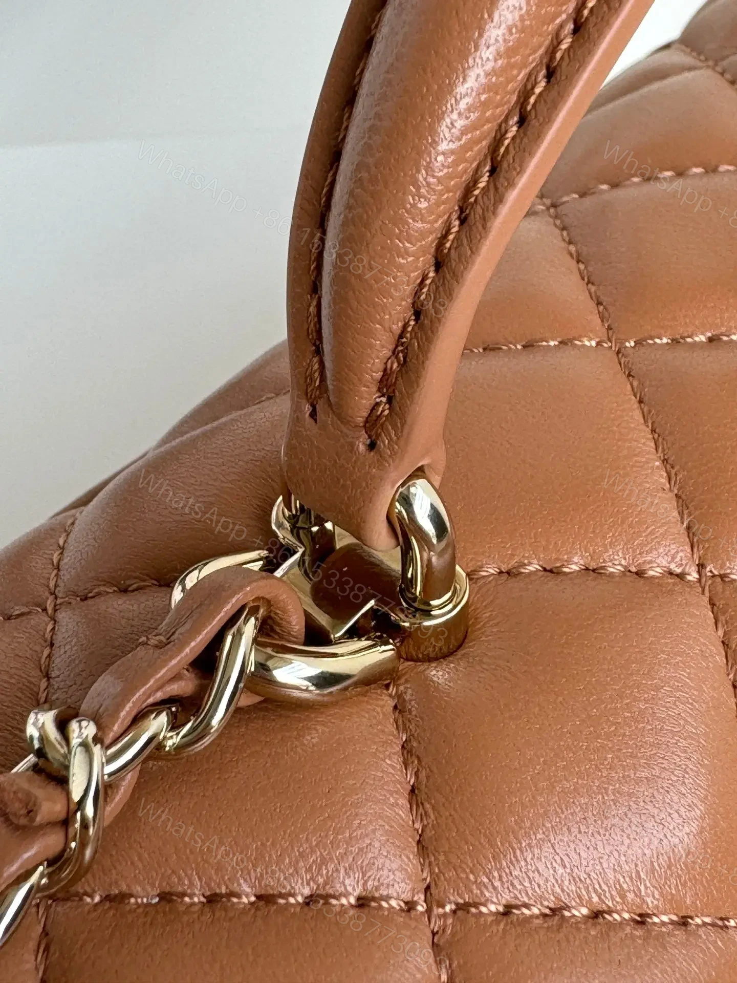 View 7 of CHANEL FLAP BAG 20 IN BRONZE BROWN LAMBSKIN WITH HANDLE