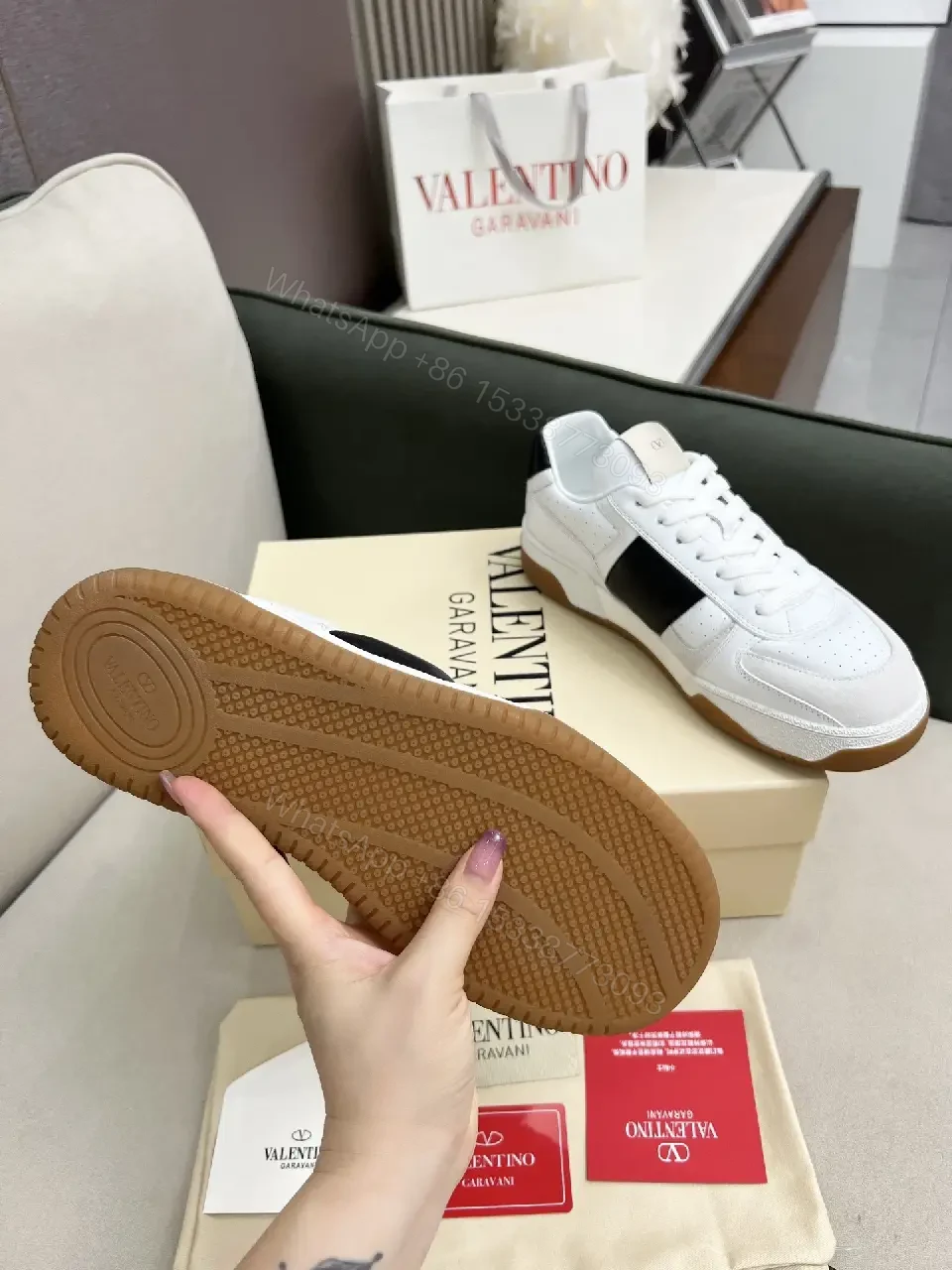 View 3 of White & Black Leather Sneaker: Modern Luxe Comfort All-Day