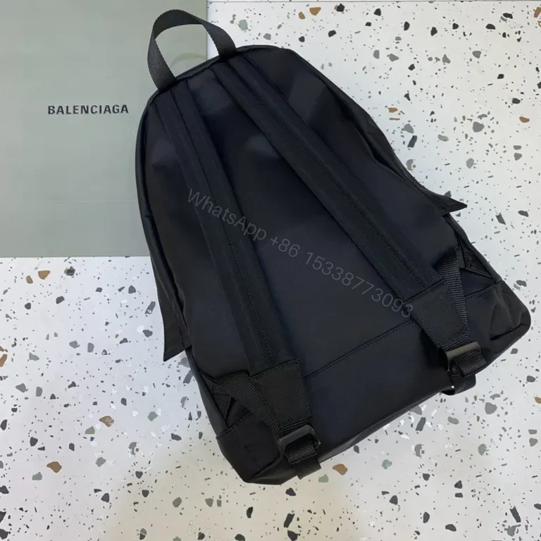 View 3 of Chic Nylon Logo Backpack - Black, Designer-Style Carryall