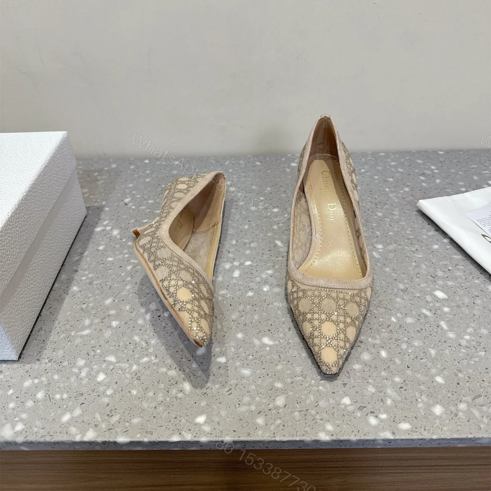 View 4 of 高仿Dior*Capture系列KDH305尖頭燙鑽高踭鞋6.5CM膚色免檢版