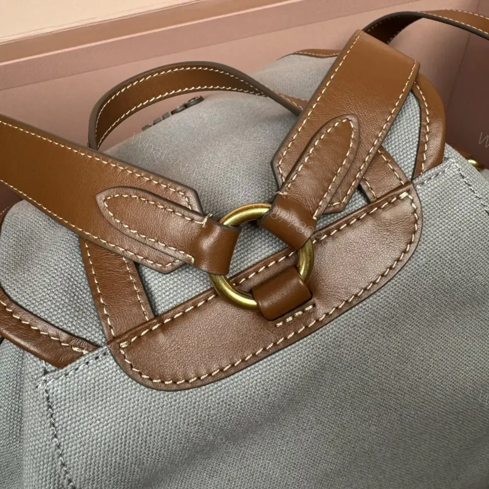 View 6 of 高仿miumiu*5BZ042棉質雙肩包灰色大號免檢版