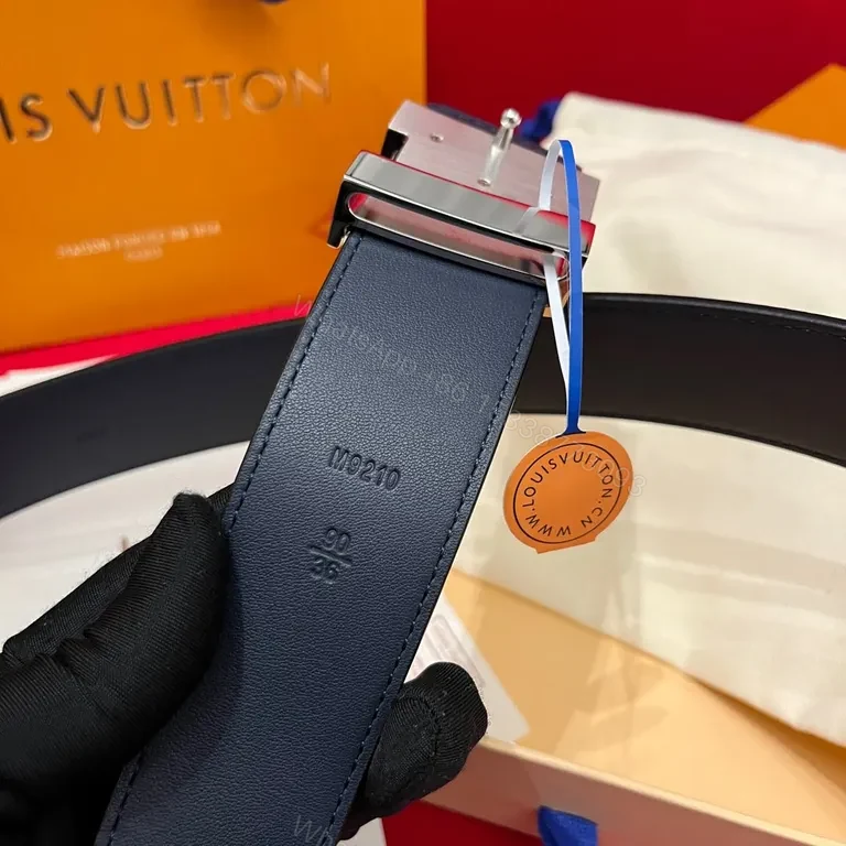 View 6 of Lux Damier Belt with Gold LV Emblem â€“ Contemporary Comfort
