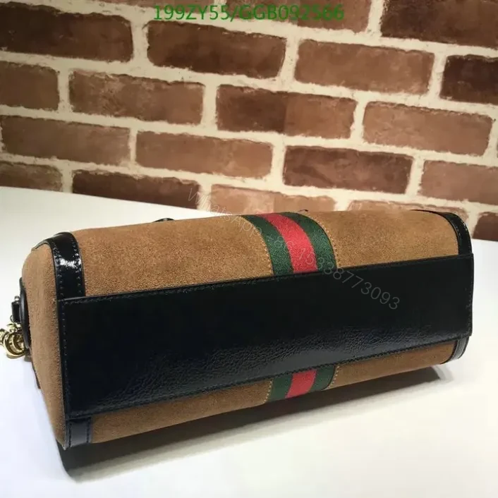 View 12 of Replica Gucci Suede Ophidia Boston Black Duffle Bag GGB092566 With Top Handle 1:1
