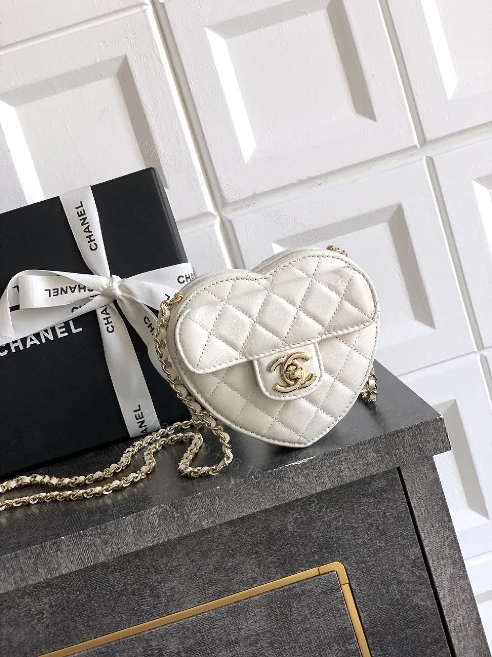 Quilted Lambskin Mini Bag: Timeless White, Gold Clasp — view 1