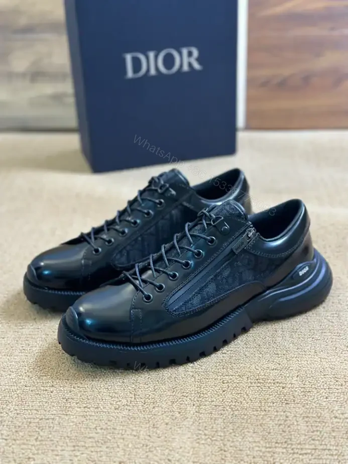 View 7 of DIOR COMBAT DERBY SHOES BLACK POLISHED CALFSKIN AND BLACK OBLIQUE JACQUARD – CD197