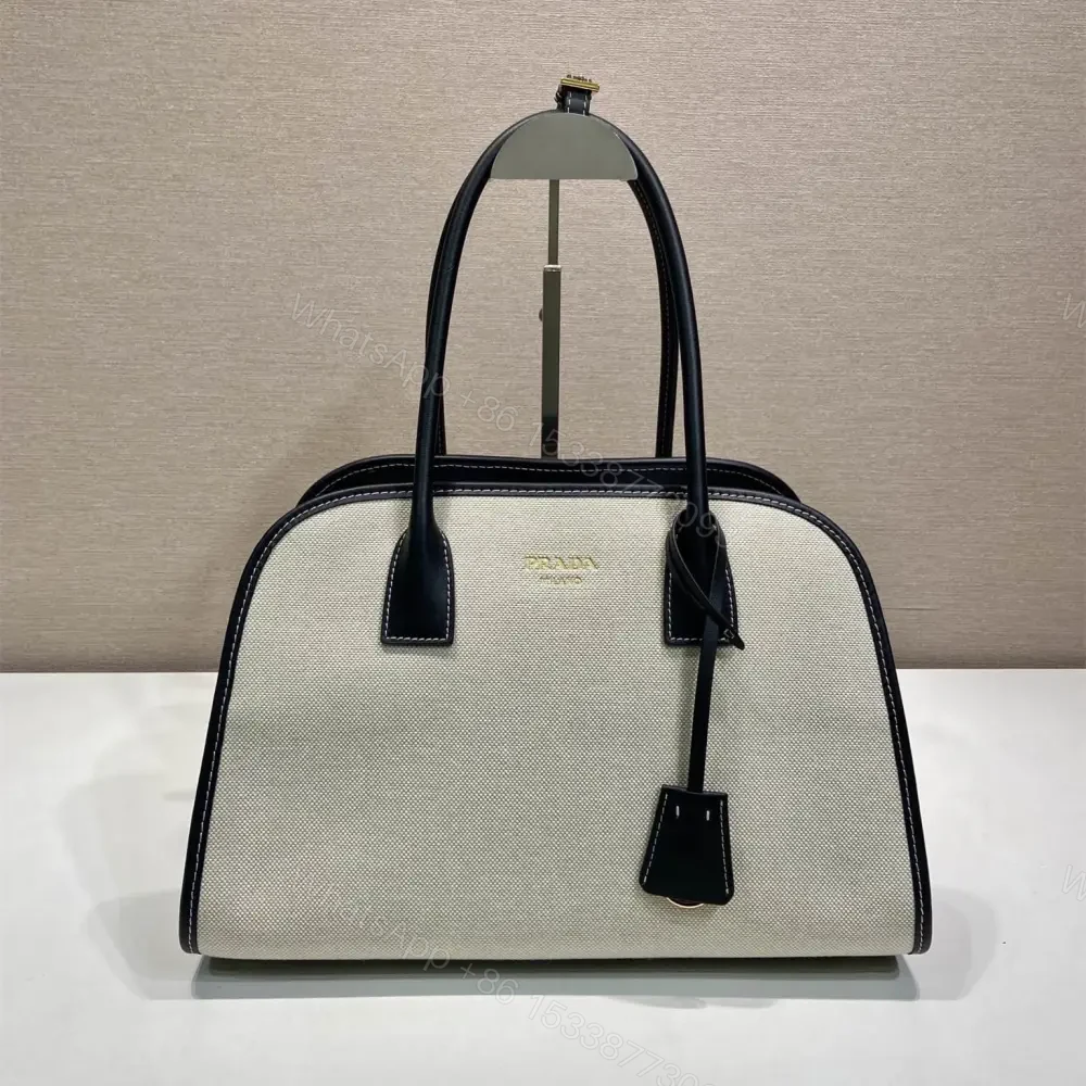 高仿Prada*Oversize系列1BG572織物手提包黑色中號免檢版 — view 1