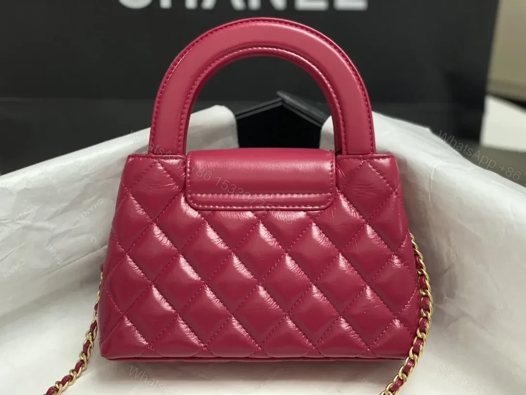 View 4 of Chic Fuchsia Quilted Mini Bag with Gold Hardware