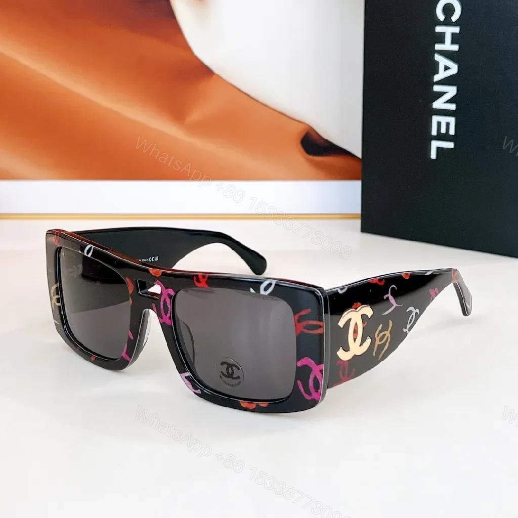 View 5 of Bold Chanel Sunglasses: Black Acetate, Interlocking CC Logo