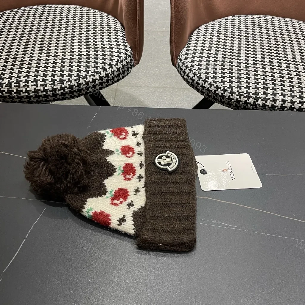 View 4 of Cozy Wool-Blend Pom Beanie with Crest Patch