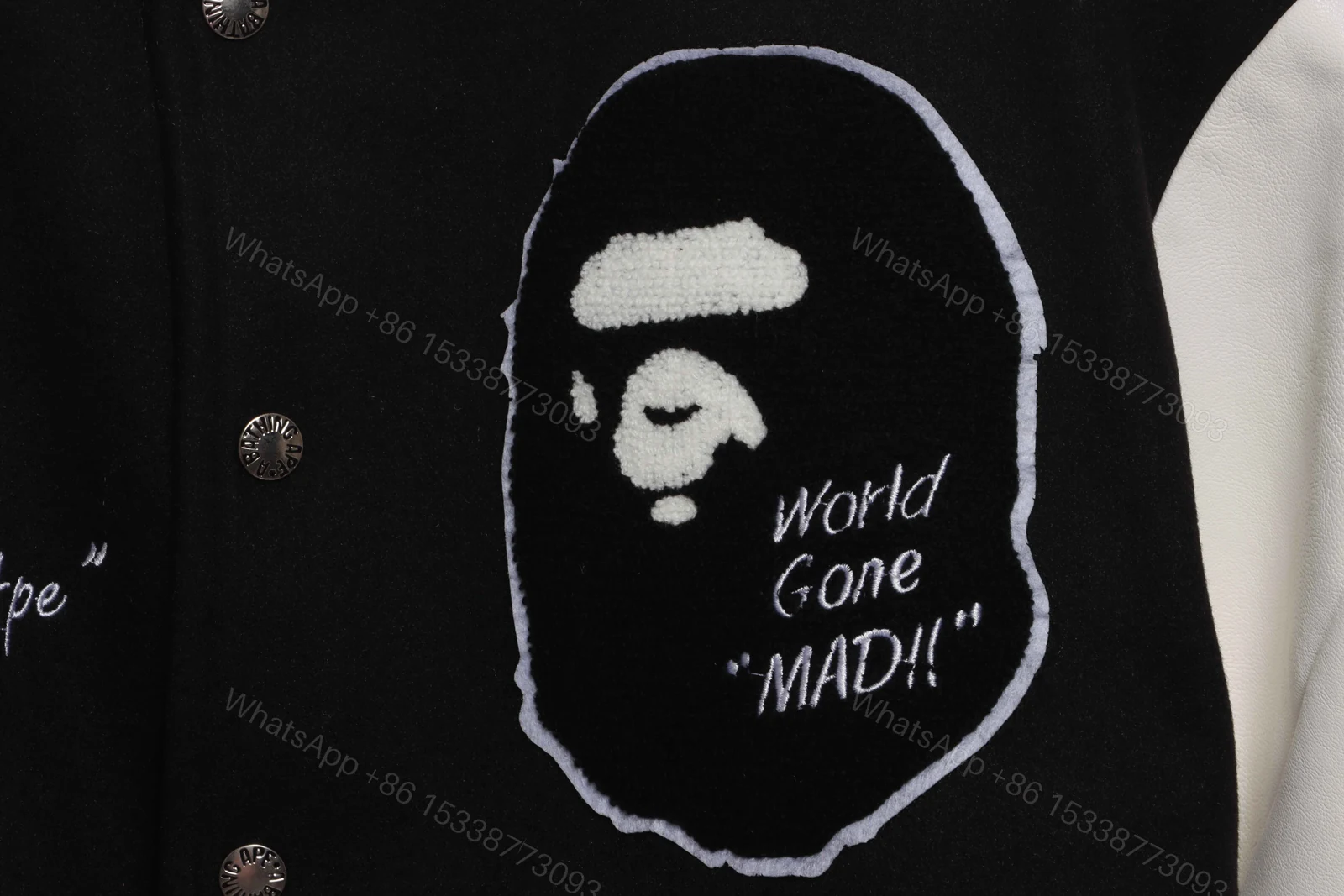 View 10 of Bape Embroidered Baseball Jacket Black