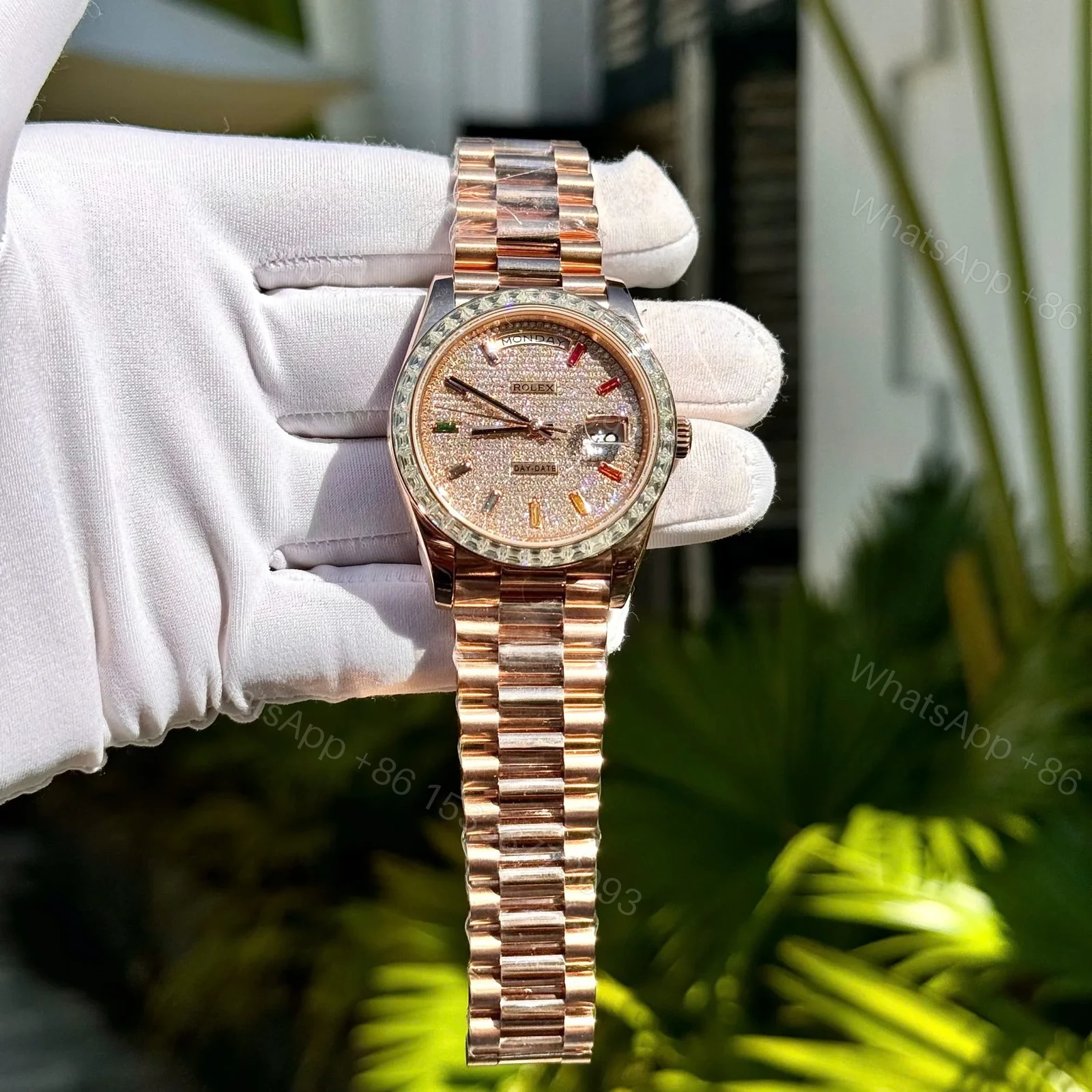 View 2 of Superclone Rolex Day-Date Diamond-Paved Dial 128395tbr-0008 36 mm