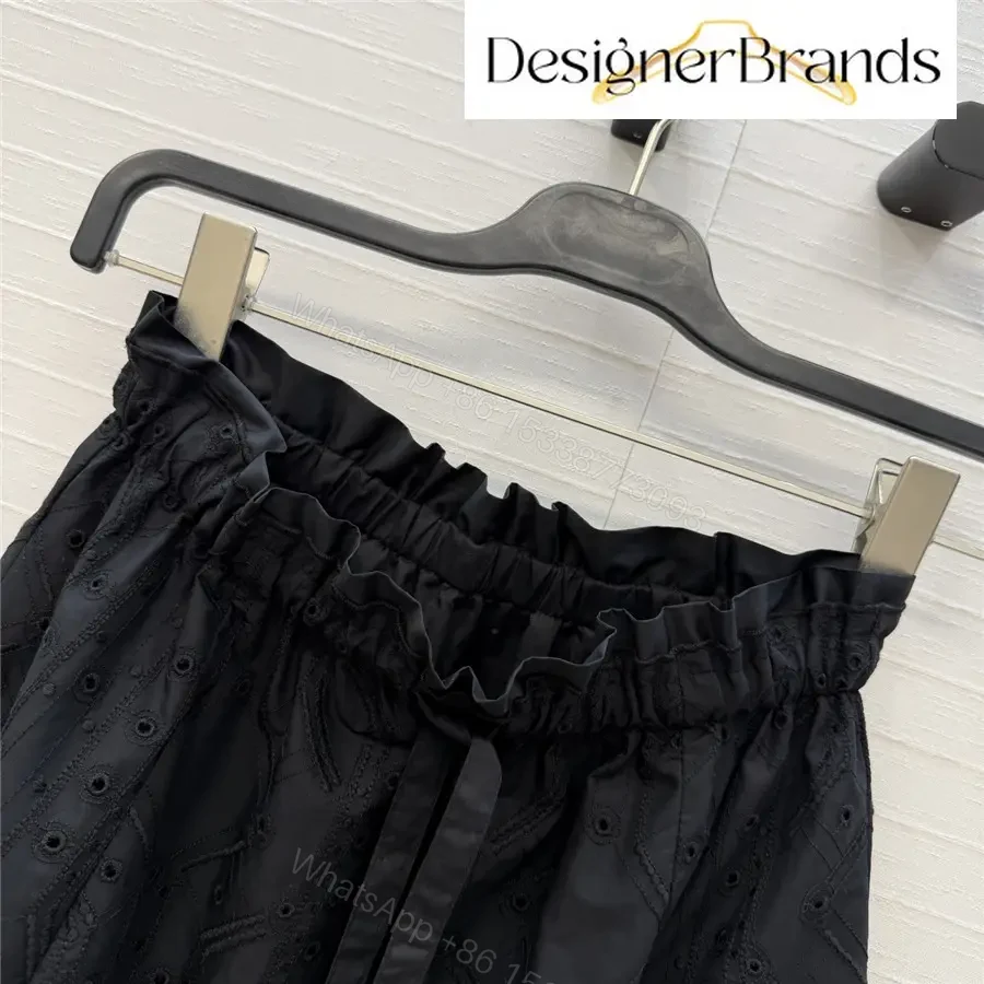View 4 of Hermes Black English Embroidery Skirt