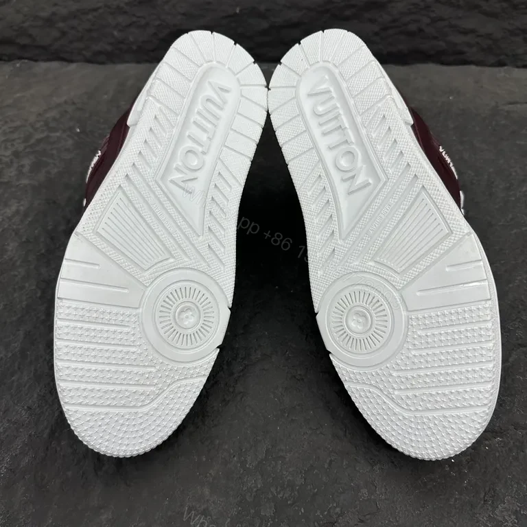 View 7 of Louis Vuitton-Inspired Burgundy Leather High-Tops â€“ Comfort-Driven Style