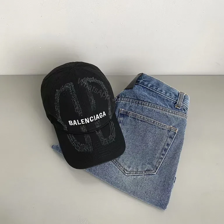 View 2 of Iconic White Balenciaga Logo Cap: Premium Cotton Twill Cap