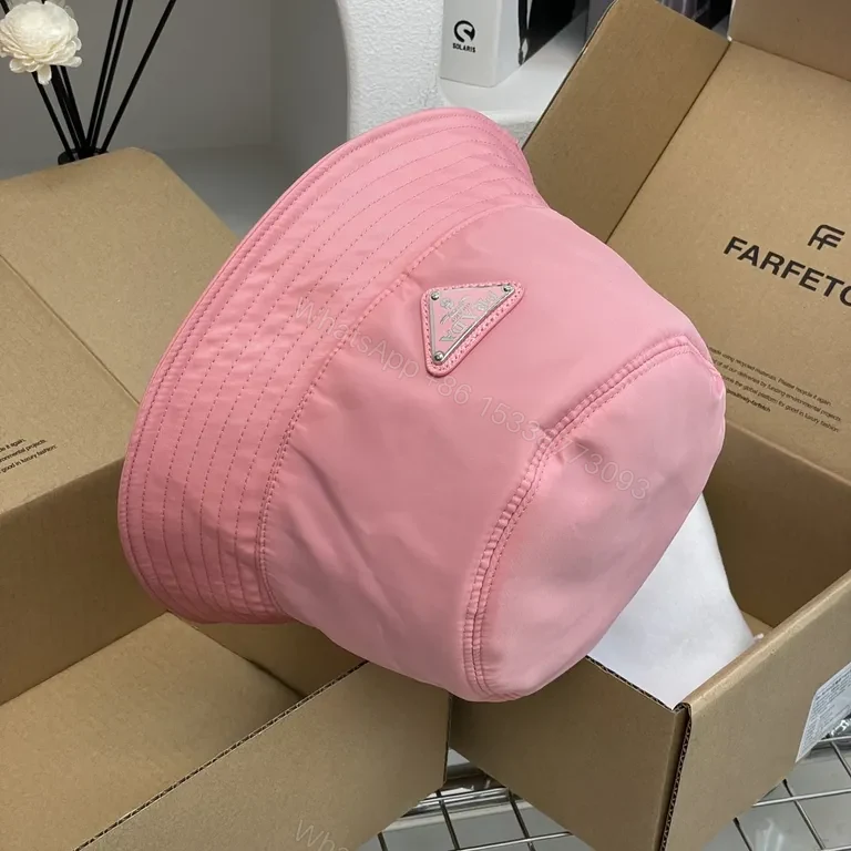 View 4 of Vivid Pink Prada Bucket Hat: Lightweight Luxury, Sun Shield