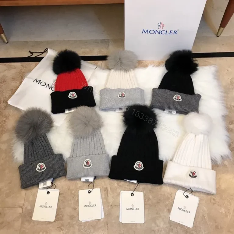 View 8 of Cozy Grey Moncler Beanie: Premium Knit Warmth & Logo Style