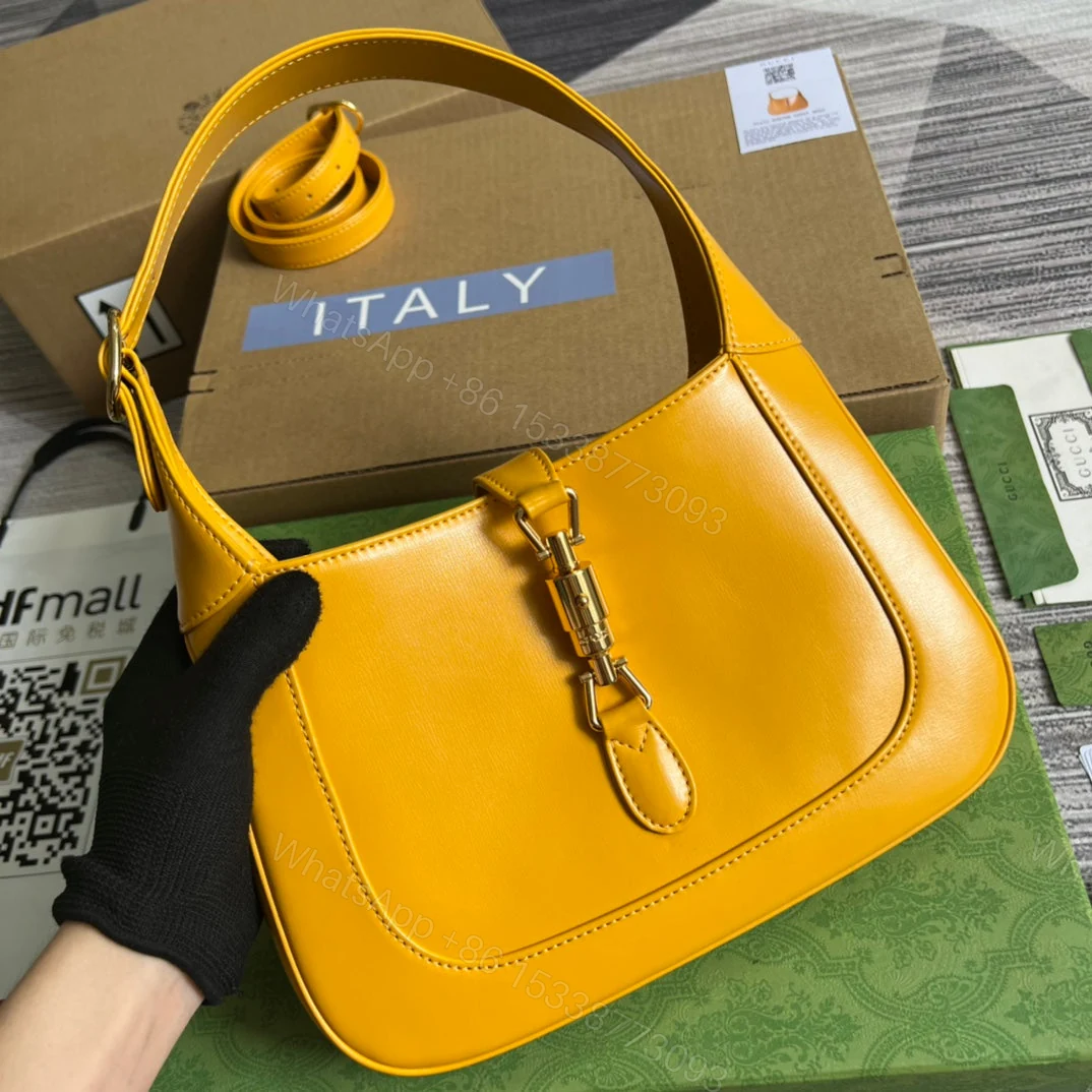 View 2 of GG JACKIE SMALL 28 SHOULDER BAG IN YELLOW CALFSKIN