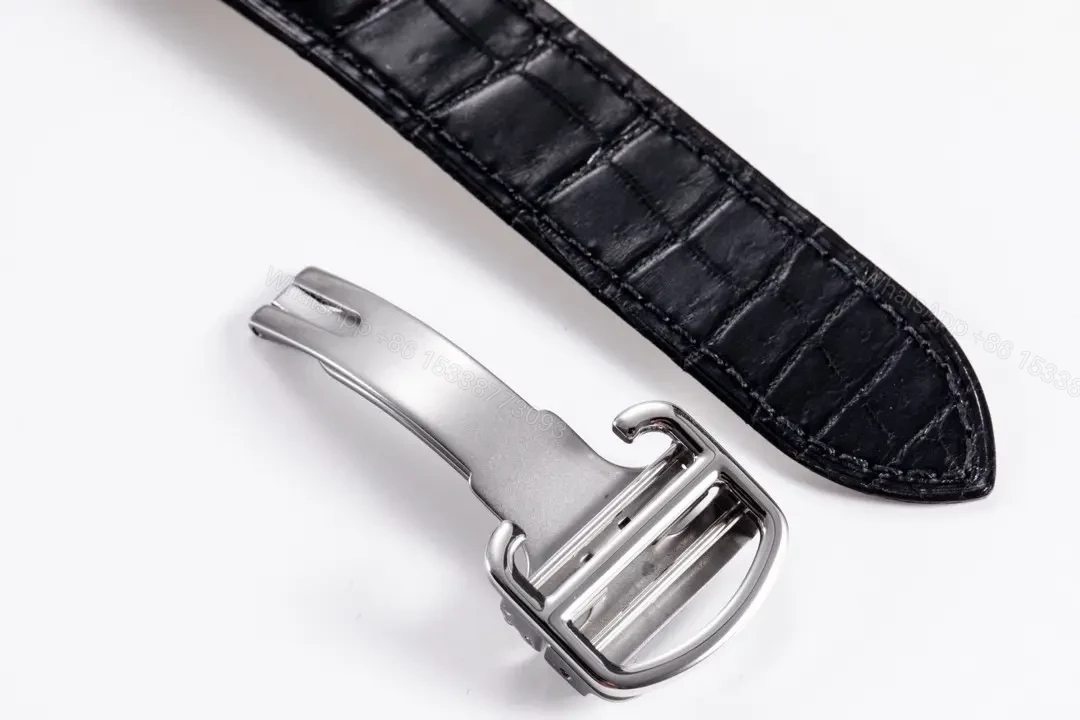 View 8 of Cartier Ballon Bleu 42mm Stainless Steel Automatic Watch with Black Dial and Black Alligator Leather Strap